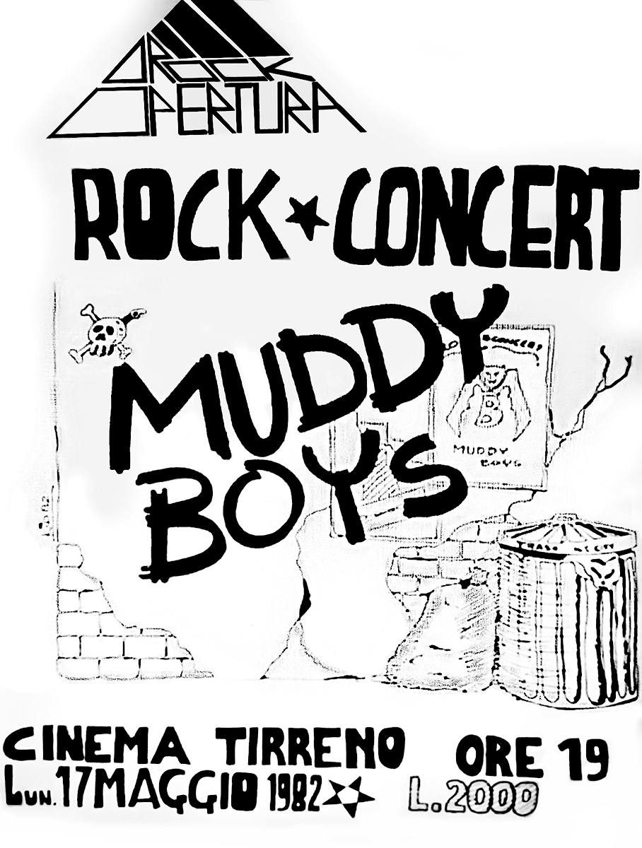 Locandina concerto Muddy Boys e Negative Existence 17 maggio 1982 Latina