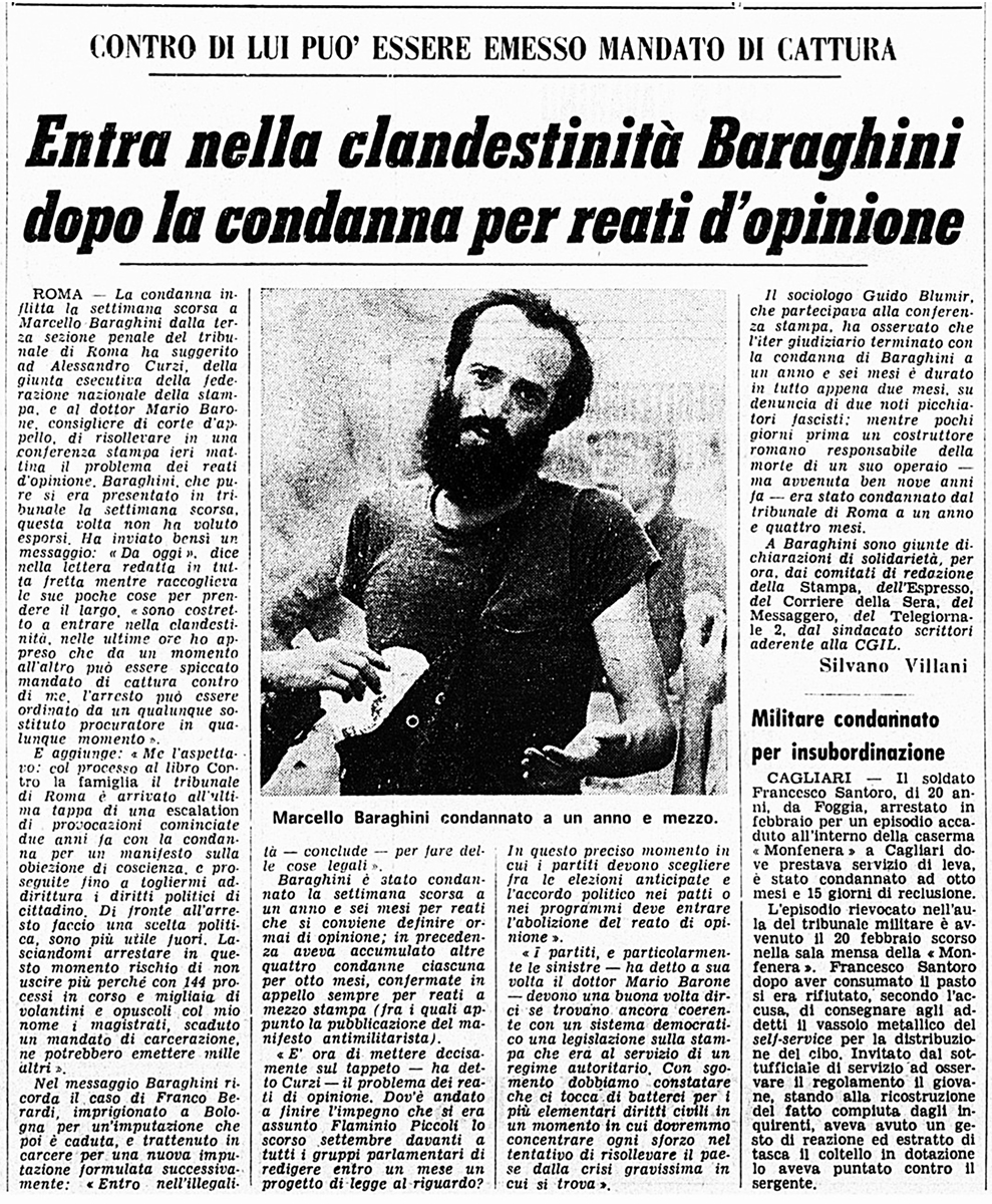 9 aprile 1976 clandestinità marcello baraghini